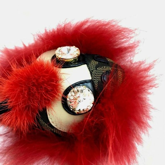 FENDI Monster FF-pattern Bijoux Key ring Red x Brown/GoldHardware - Picture 6 of 6